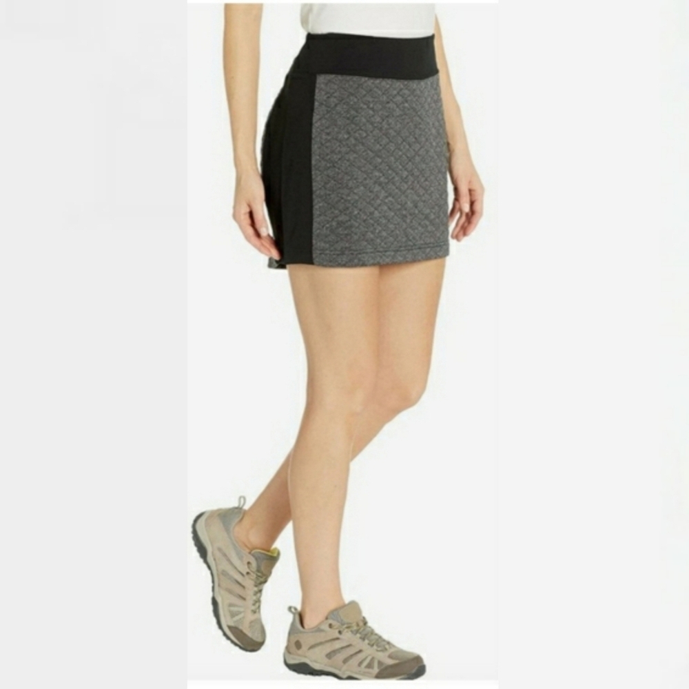 SMARTWOOL Quilted Wool‑Blend Mini Skirt Black Gray Athleisure Performance LARGE